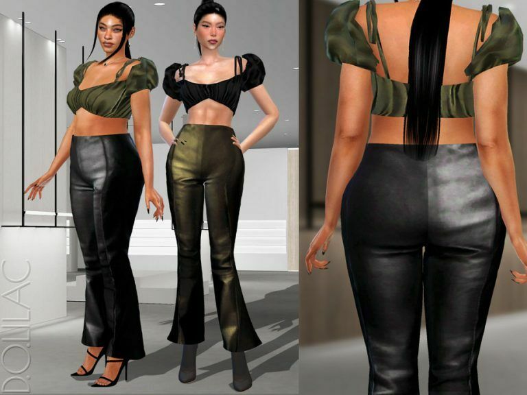 Puff Sleeve Crop TOP [SET] DO307 By D.o.lilac Sims 4 CC