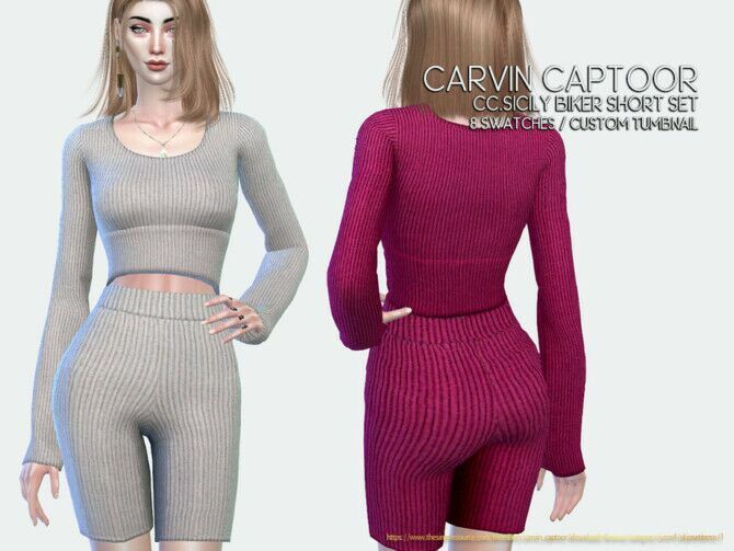 sims 4 cc sicily biker short set by carvin captoor 2