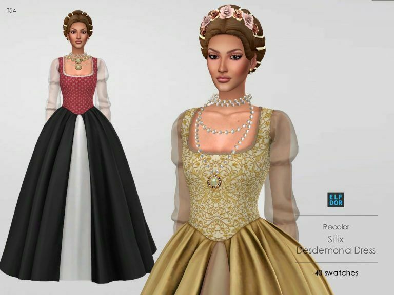 Sifix Desdemona Dress At Elfdor Sims Sims 4 CC