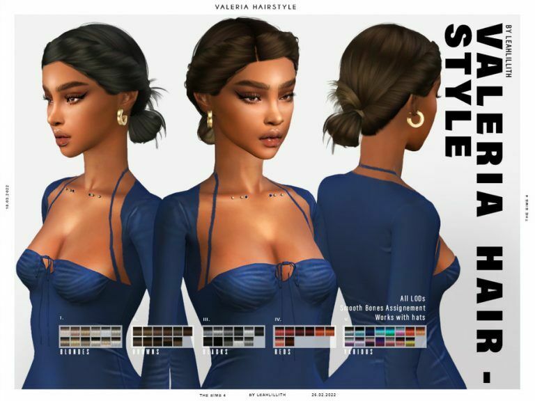 Valeria Hairstyle By Leah Lillith Sims 4 CC