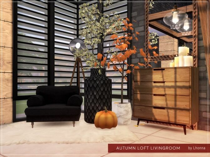 sims 4 cc autumn loft livingroom by lhonna 3