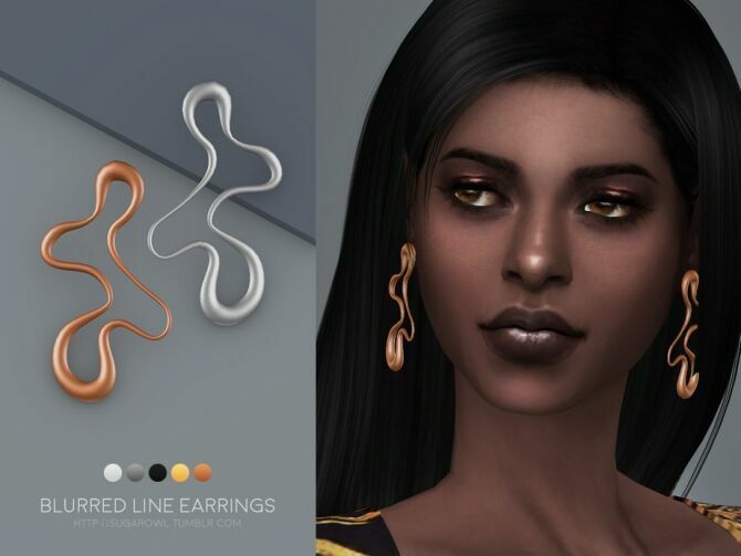 Blurred Line Earrings By Sugar OWL Sims 4 CC