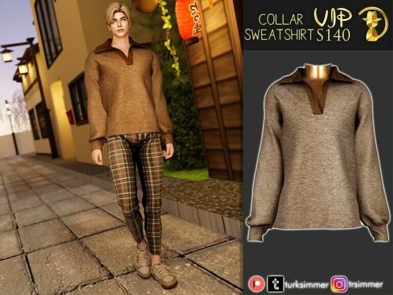 Collar Sweatshirt S140 By Turksimmer Sims 4 CC