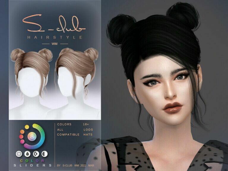 Double Buns Hair (Yoyo) By S-Club Sims 4 CC