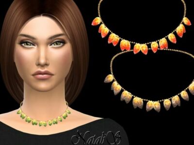 Glass Leaves Necklace By Natalis Sims 4 CC