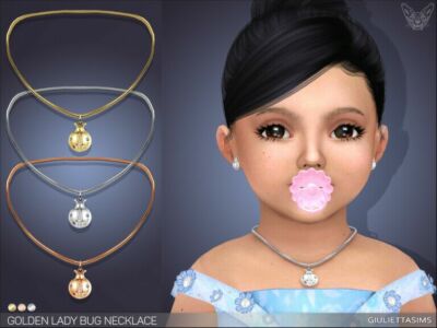 Golden Lady BUG Necklace For Toddlers By Feyona Sims 4 CC
