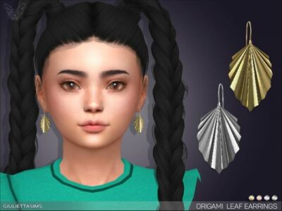Origami Leaf Earrings For Kids By Feyona Sims 4 CC