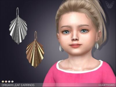 Origami Leaf Earrings For Toddlers By Feyona Sims 4 CC