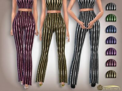 Sequin High-Waisted Flare Pants By Harmonia Sims 4 CC
