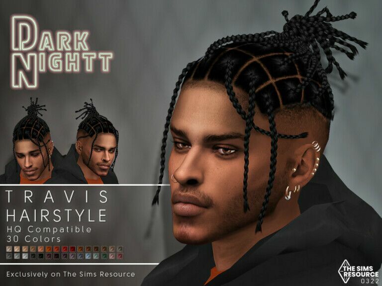 Travis Hair By Darknightt Sims 4 CC