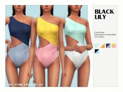 Two-Tone Swimsuit 03 By Black Lily Sims 4 CC