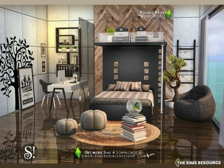 Young Print Bedroom By Simcredible! Sims 4 CC