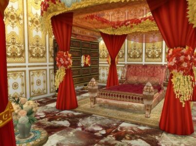20TH Century Royal Gilded King Swan BED At Anna Quinn Stories Sims 4 CC