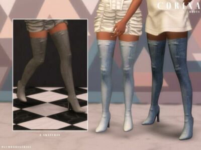 Corina Boots By Plumbobs N Fries Sims 4 CC