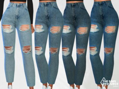 Cropped And Ripped MOM Jeans By Saliwa Sims 4 CC