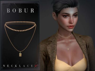 Double Emerald Necklace By Bobur3 Sims 4 CC
