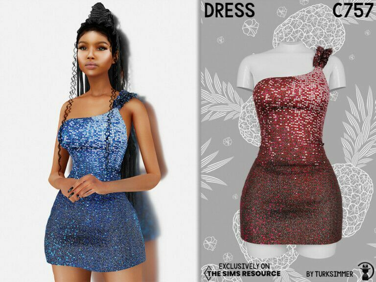 Dress C757 By Turksimmer Sims 4 CC