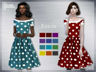 “Kaede” Polka-Dot Dress By Garfiel Sims 4 CC