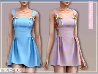 Maria Ribbon Dress By Belal1997 Sims 4 CC