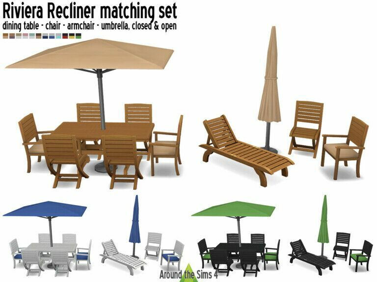 Riviera Recliner Matching SET At Around The SIM Sims 4 CC