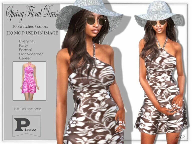 Spring Floral Dress By Pizazz Sims 4 CC