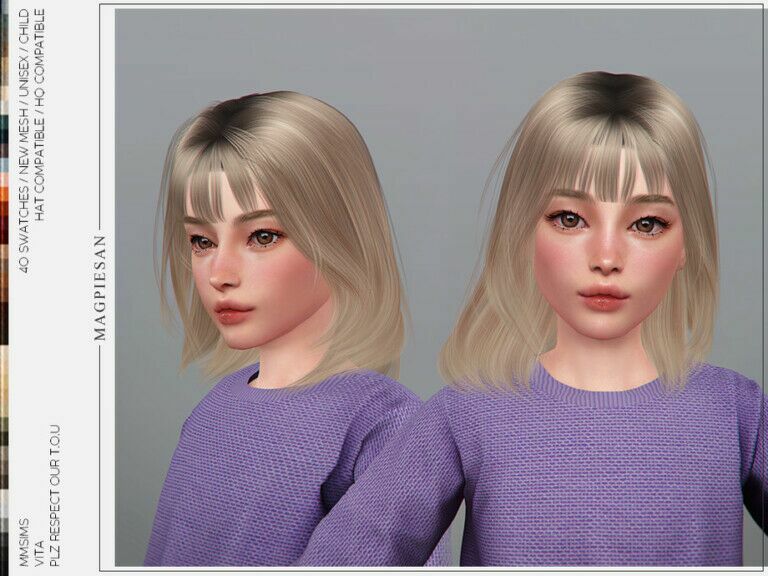 Vita Hair For Child By Magpiesan Sims 4 CC