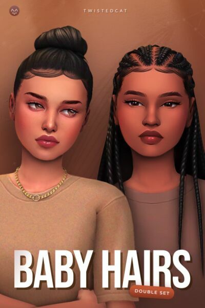 Baby Hairs – Double SET By Twisted-Cat Sims 4 CC