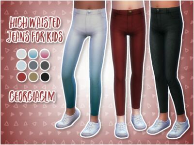 High Waisted Jeans For Kids By Georgiaglm Sims 4 CC