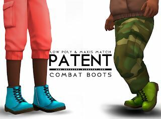 Patent Combat Boots (LOW Poly Version) By Onyx Sims Sims 4 CC