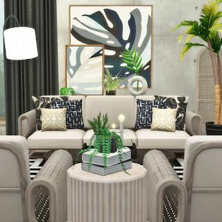 sims 4 cc rolled rattan seating set with three items by peacemaker 2