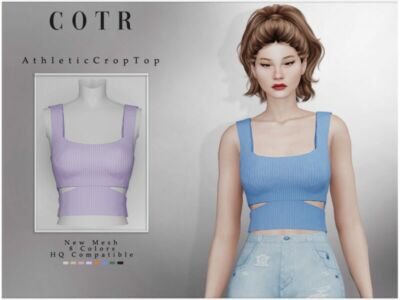 Athletic Crop TOP T-481 By Chordoftherings Sims 4 CC