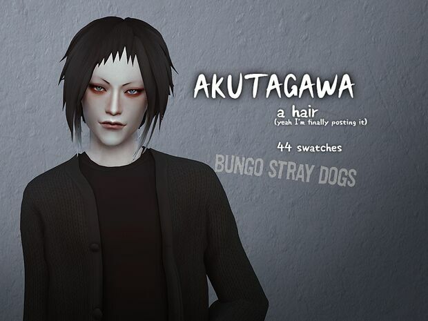 Bungou Stray Dogs – Akutagawa Hair By DRO Sims 4 CC