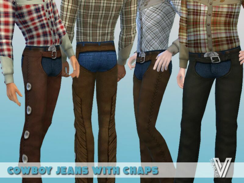 Cowboy Jeans With Chaps By Simmiev Sims 4 CC