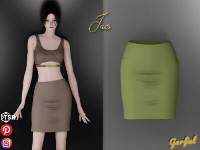 Ines – Casual Skirt With Folds By Garfiel Sims 4 CC