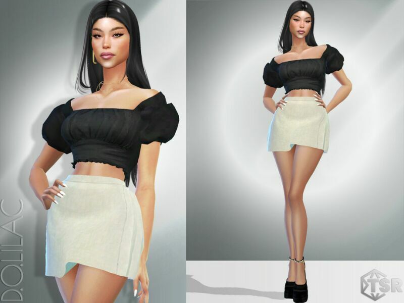 Linen Pleated Mini Skirt DO989 By D.o.lilac Sims 4 CC