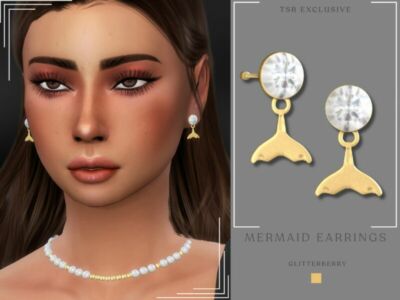 Mermaid Earrings V2 By Glitterberryfly Sims 4 CC