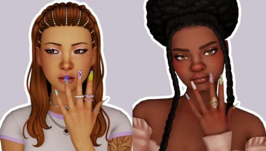 Mismatched Nails 2 By Kissyck Sims 4 CC