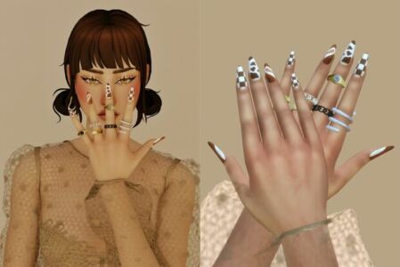 Neutral Mismatched Nails By Kissyck Sims 4 CC