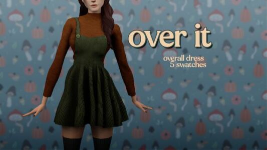 Over IT Overall Dress – Female By DRO Sims 4 CC