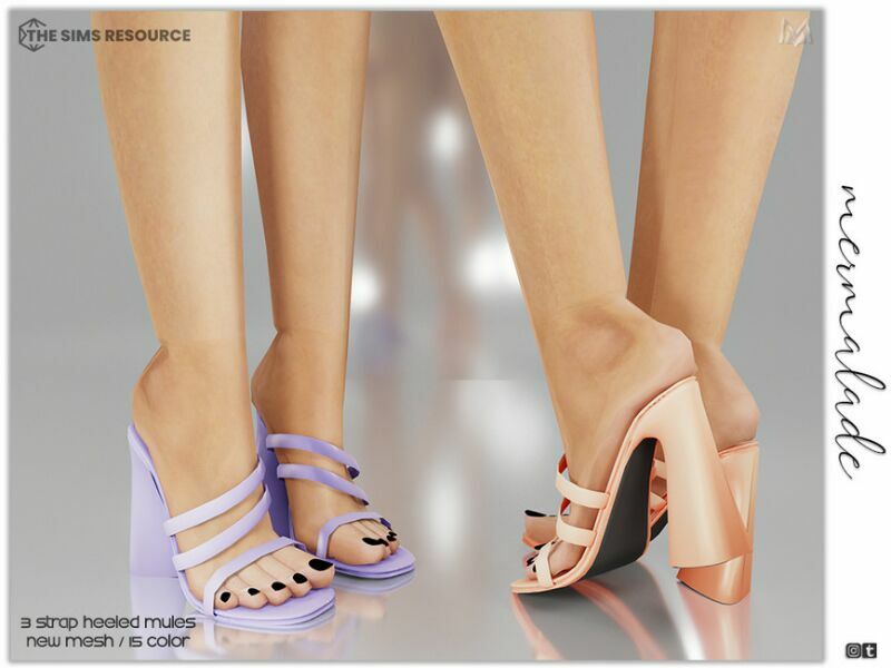 3 Strap Heeled Mules S09 By Mermaladesimtr Sims 4 CC