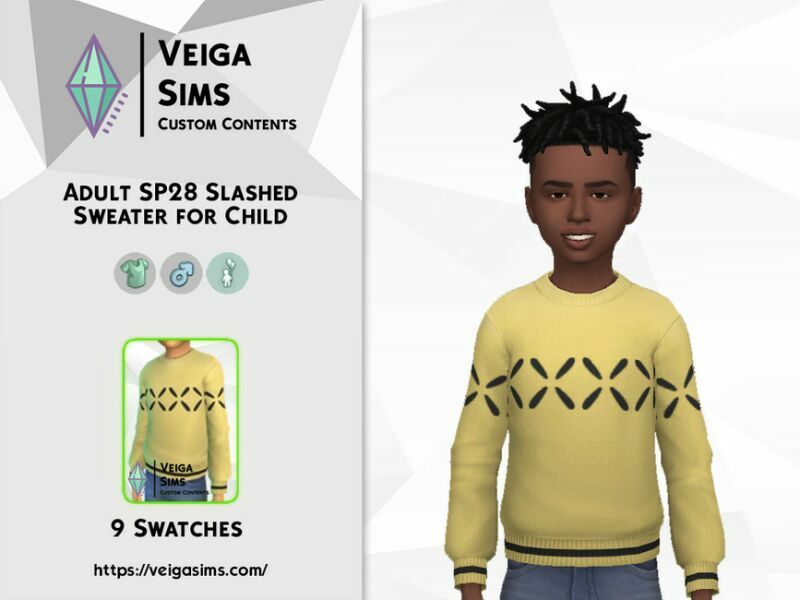 Adult SP28 Slashed Sweater For Child Sims 4 CC