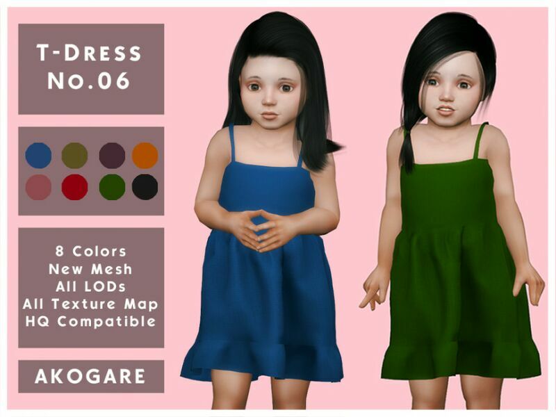 Akogare T-Dress NO.06 By _Akogare_ Sims 4 CC