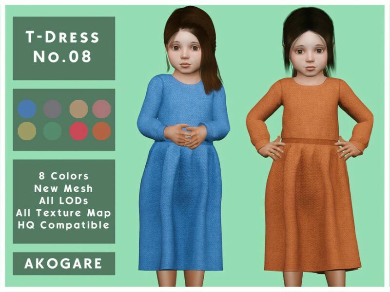 Akogare T-Dress NO.08 By _Akogare_ Sims 4 CC