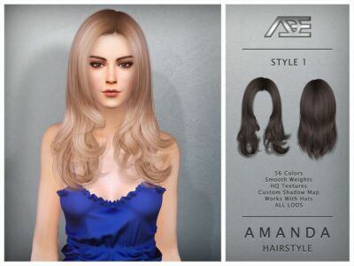 Amanda – Style 1 (Hairstyle) Sims 4 CC