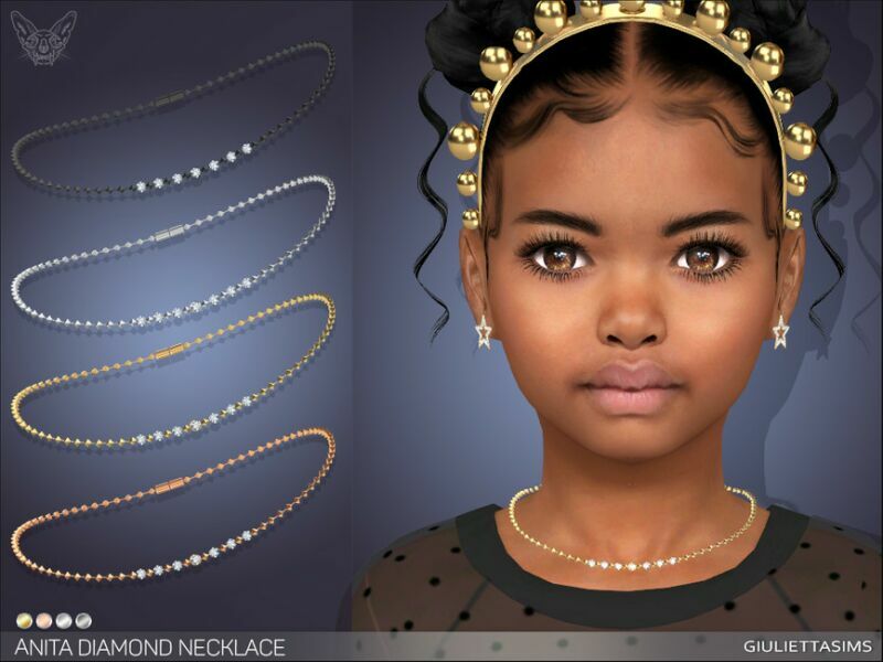 Anita Diamond Necklace For Kids By Feyona Sims 4 CC