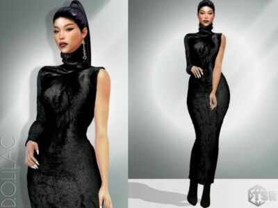 Asymmetric Long Dress DO046 Sims 4 CC