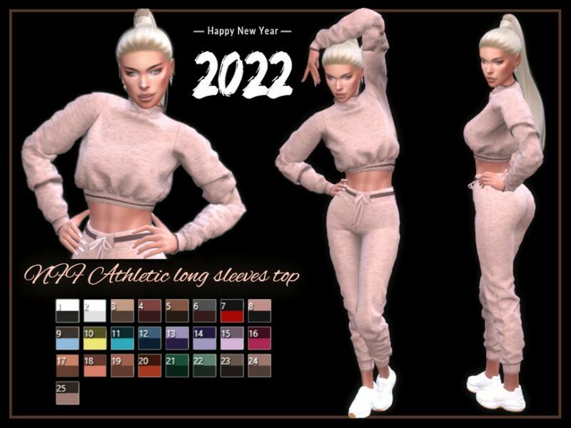 Athletic Long Sleeves TOP By Nadiafabulousflow Sims 4 CC