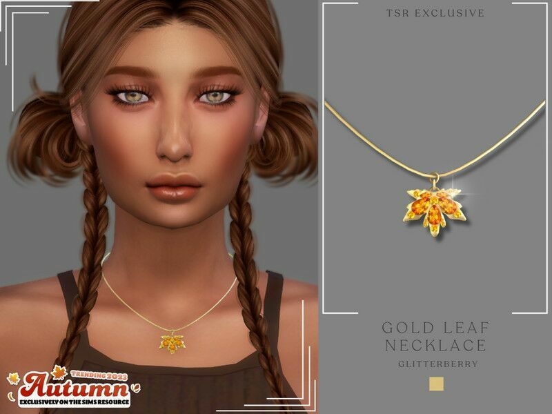 Autumn Leaf GEM Necklace Sims 4 CC