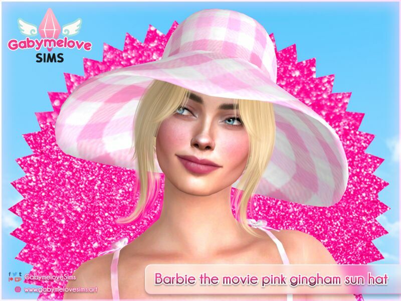 Barbie The Movie Pink Gingham SUN HAT Sims 4 CC