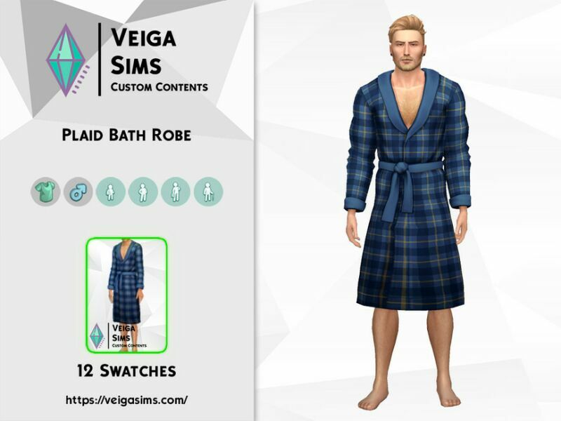 sims 4 cc bath plaid robe 2